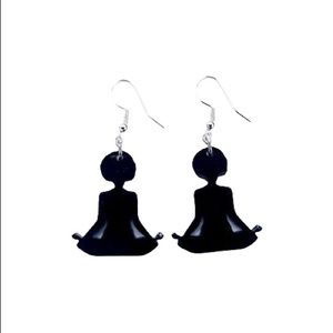 Handmade acrylic yoga love earrings with sterling silver posts.